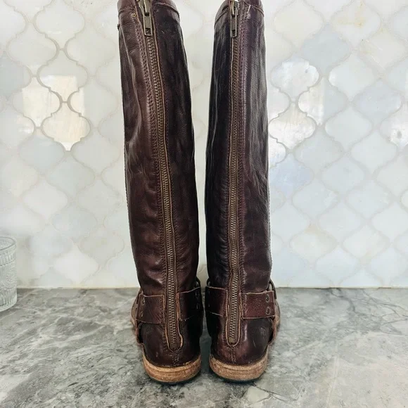 Frye Rich Brown Leather Boots - New Sz 7 Made in Mexico - Picture 5 of 14